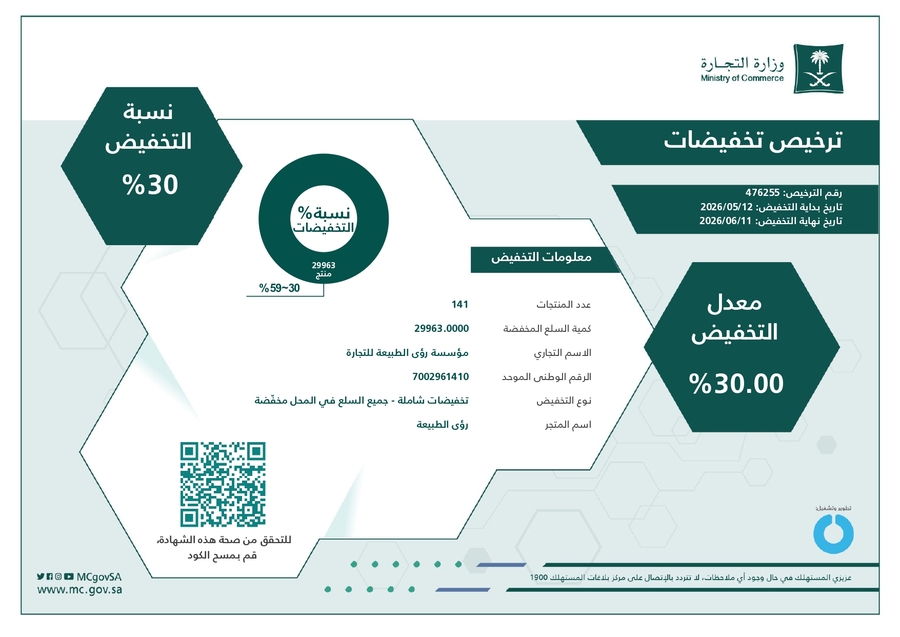 رخصة التخفيضات