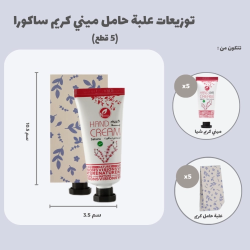 مجموعة توزيعات علبة ميني كريم اليد ساكورا (5 قطع)