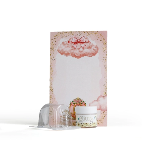 مجموعة توزيعات المواليد لون وردي بدون نصوص - ميني زبدة الجسم فانيلا ( 5 قطع )