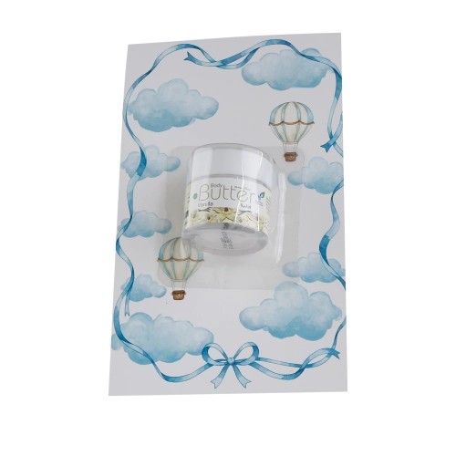 مجموعة توزيعات المواليد لون أزرق بدون نصوص - ميني زبدة الجسم فانيلا ( 5 قطع )