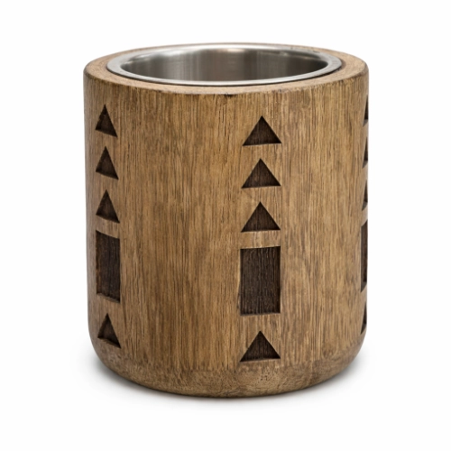 مبخرة خشبية اسطوانية بنقوش