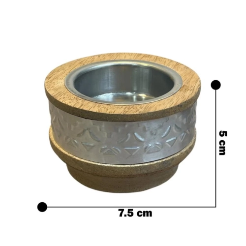 مبخرة خشبية ميني بنقشة فضية