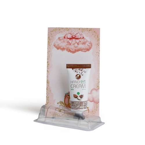 مجموعة توزيعات المواليد لون وردي بدون نصوص - ميني كريم اليد شيا ( 5 قطع )