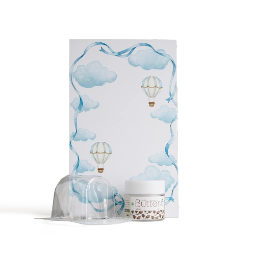 مجموعة توزيعات المواليد لون أزرق بدون نصوص - ميني زبدة الجسم شيا ( 5 قطع )