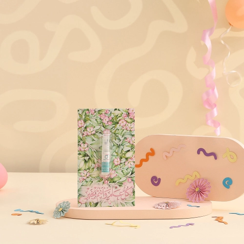 توزيعات العيد ميني عطر وايت مسك - لون أخضر - كل عام وأنتم بخير ( 5 قطع )