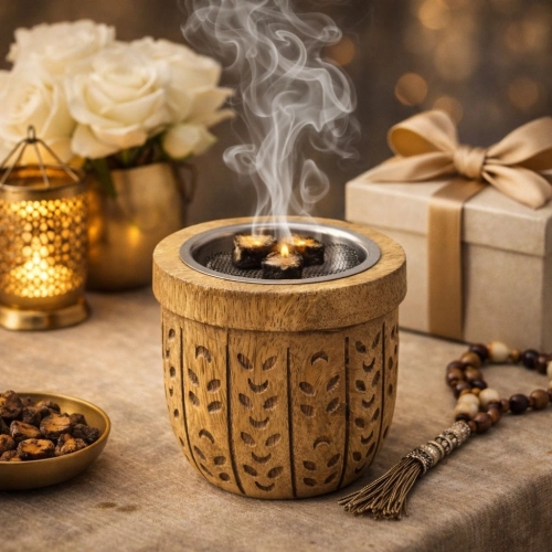 مبخرة خشبية ميني شكل فنجان
