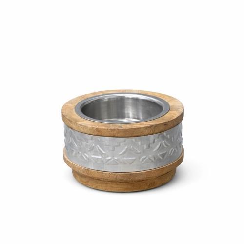 مبخرة خشبية ميني بنقشة فضية