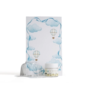 مجموعة توزيعات المواليد لون أزرق بدون نصوص - ميني زبدة الجسم فانيلا ( 5 قطع )