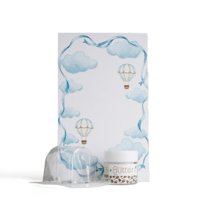 مجموعة توزيعات المواليد لون أزرق بدون نصوص - ميني زبدة الجسم شيا ( 5 قطع )